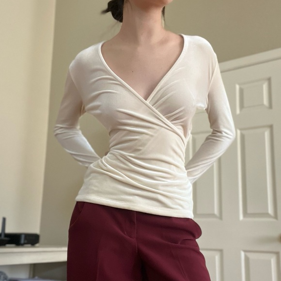 🪞J.CREW V-neck Velvet Long Sleeve Blouse🪞 - Picture 3 of 7